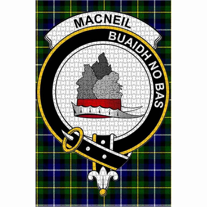 Scottish MacNeil of Barra Clan Crest Tartan Jigsaw Puzzle 1