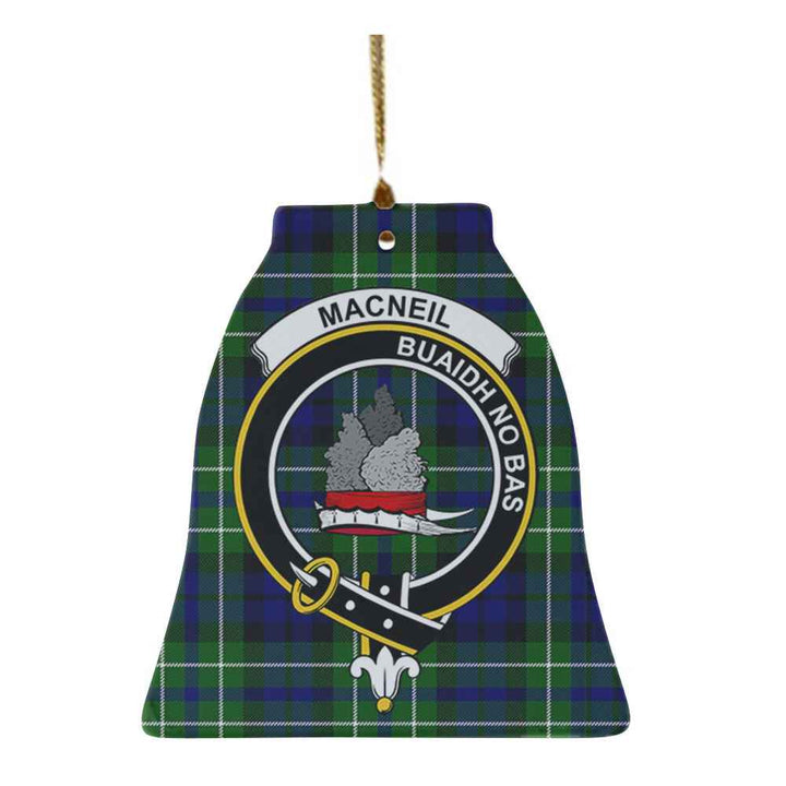 Scottish MacNeil of Colonsay Clan Crest Tartan Ceramic Ornament Bell Shape Tartan Plaid