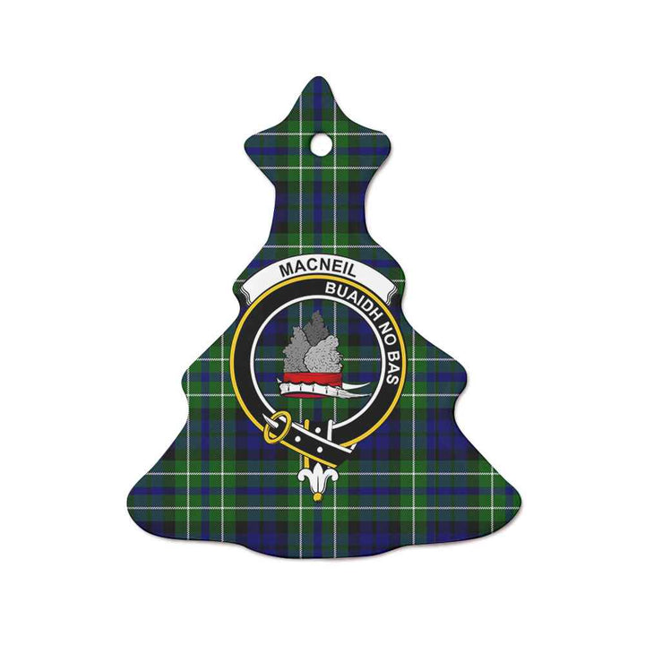 Scottish MacNeil of Colonsay Clan Crest Tartan Ceramic Ornament Tree Shape Tartan Plaid