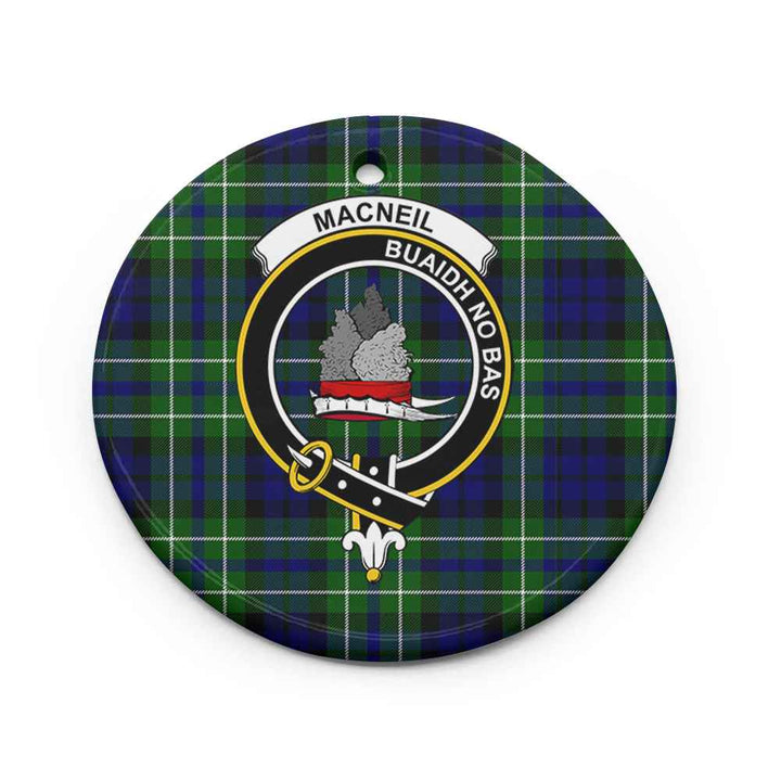 Scottish MacNeil of Colonsay Clan Crest Tartan Ceramic Ornament Circle Shape Tartan Plaid