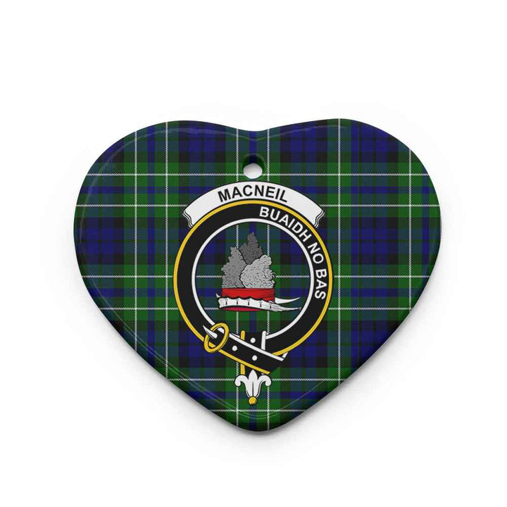 Scottish MacNeil of Colonsay Clan Crest Tartan Ceramic Ornament Heart Shape Tartan Plaid