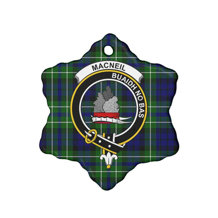 Scottish MacNeil of Colonsay Clan Crest Tartan Ceramic Ornament Snow Flake Shape Tartan Plaid