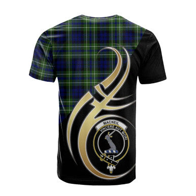 Scottish MacNeil of Colonsay Modern Clan Crest Tartan T-Shirt Believe in Me Back Side Tartan Plaid