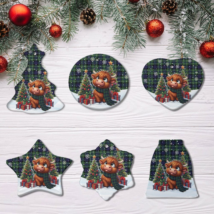 Scottish MacNeil of Colonsay Modern Clan Tartan Ceramic Ornament Cute Highland Cow Christmas All Style Tartan Plaid