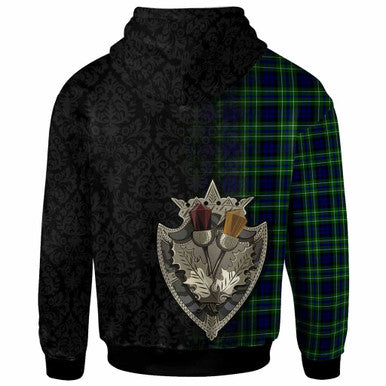Scottish MacNeil of Colonsay Modern Clan Tartan Hoodie - Half Thistle Flowers Celtic Design Back Side Tartan Plaid