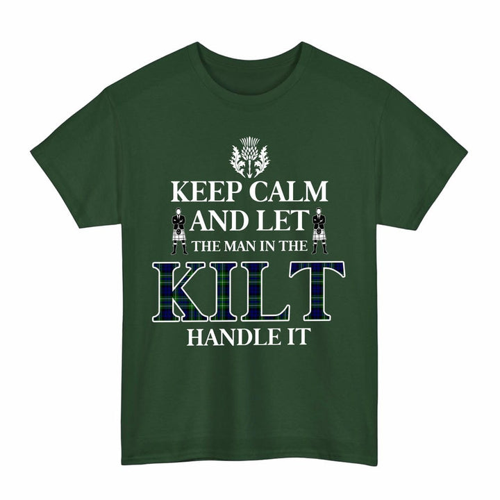 Scottish MacNeil of Colonsay Modern Clan Tartan T-Shirt - Keep Calm Tartan Plaid Forest Green Color