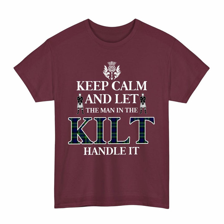 Scottish MacNeil of Colonsay Modern Clan Tartan T-Shirt - Keep Calm Tartan Plaid Maroon Color
