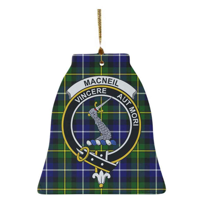 Scottish MacNeill of Barra Clan Crest Tartan Ceramic Ornament Bell Shape Tartan Plaid