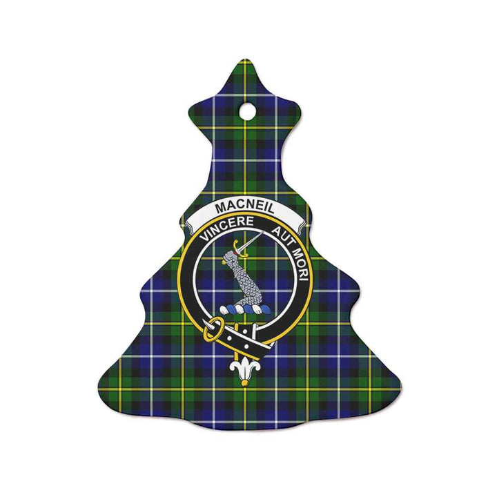 Scottish MacNeill of Barra Clan Crest Tartan Ceramic Ornament Tree Shape Tartan Plaid