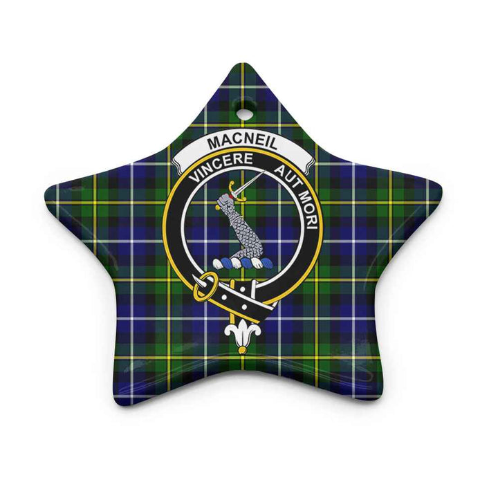 Scottish MacNeill of Barra Clan Crest Tartan Ceramic Ornament Star Shape Tartan Plaid