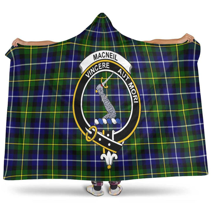 Scottish MacNeill of Barra Clan Crest Tartan Hooded Blanket Tartan Plaid 1