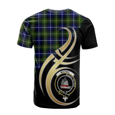 Scottish MacNeill of Barra Modern Clan Crest Tartan T-Shirt Believe in Me Back Side Tartan Plaid