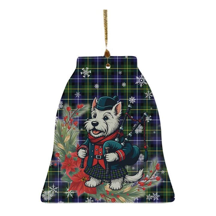 Scottish MacNeill of Barra Modern Clan Tartan Ceramic Ornament Cute Scottish Terrier Dog Bell Style Tartan Plaid