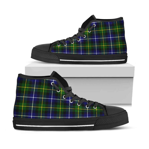 Scottish MacNeill of Barra Modern Clan Tartan High Top Shoes Black Sole Tartan Plaid