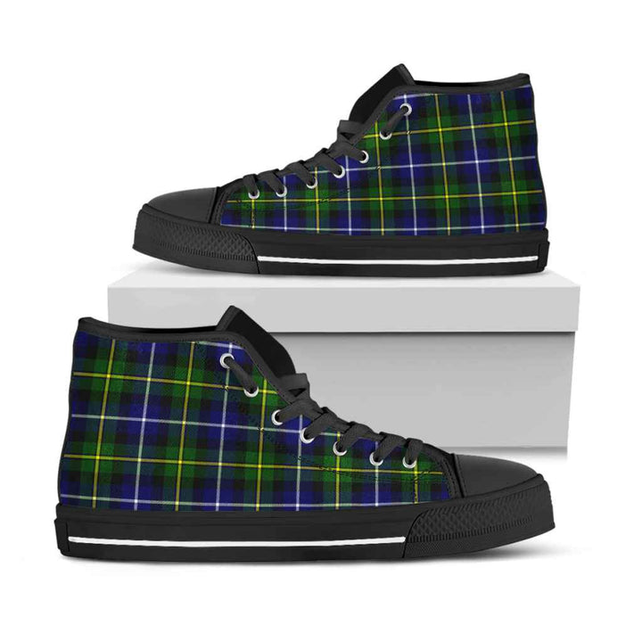 Scottish MacNeill of Barra Modern Clan Tartan High Top Shoes Black Sole Tartan Plaid