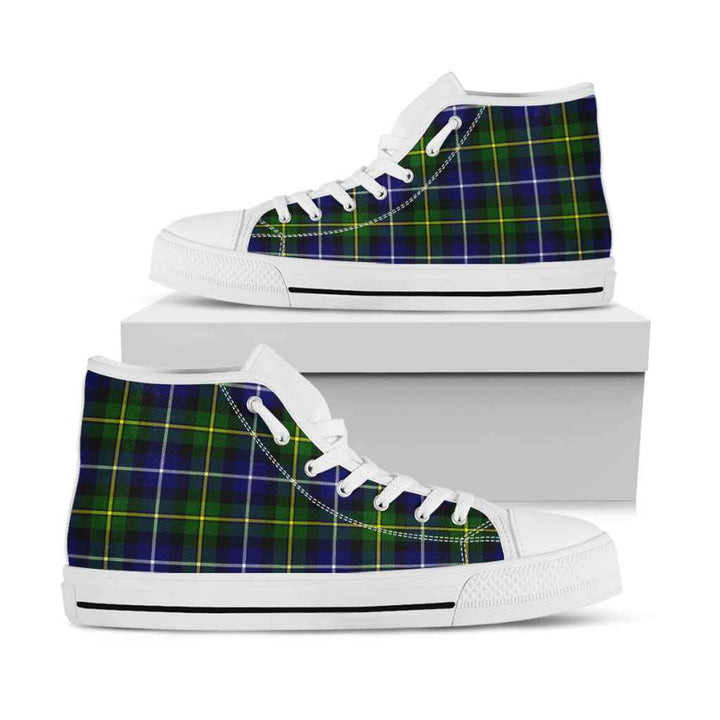 Scottish MacNeill of Barra Modern Clan Tartan High Top Shoes White Sole Tartan Plaid