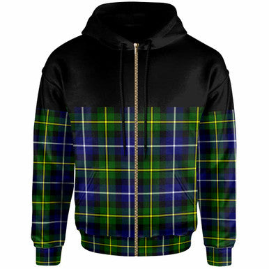 Scottish MacNeill of Barra Modern Clan Tartan Hoodie - Horizontal Style Zip Tartan Plaid