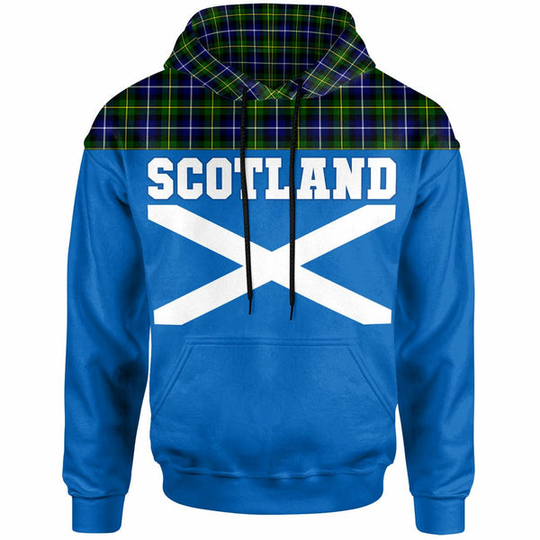 Scottish MacNeill of Barra Modern Clan Tartan Hoodie - Lion Rampant of Scotland With Flag Front Side Tartan Plaid