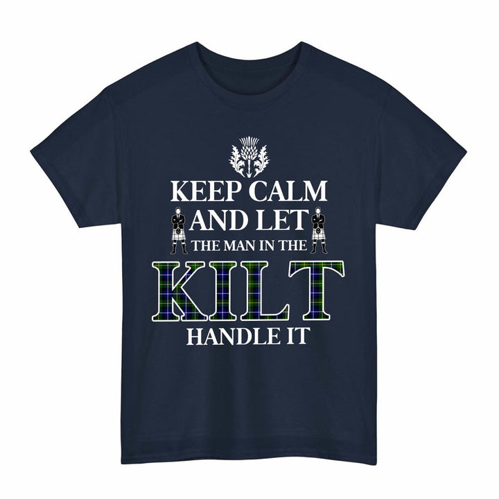 Scottish MacNeill of Barra Modern Clan Tartan T-Shirt - Keep Calm Tartan Plaid Navy Color