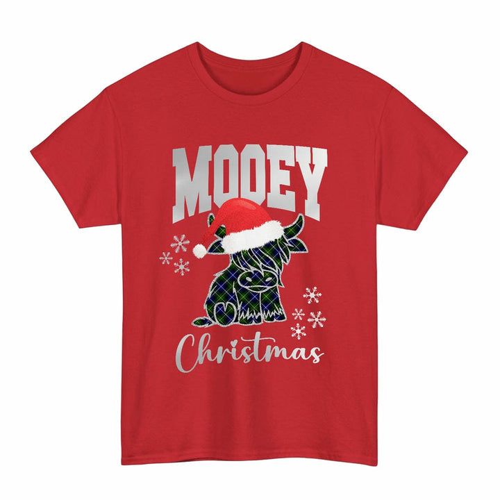 Scottish MacNeill of Barra Modern Clan Tartan T-Shirt - Mooey Christmas Tartan Plaid Red Color