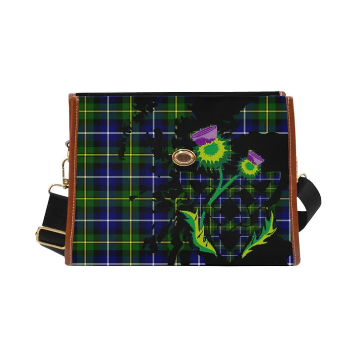 Scottish MacNeill of Barra Modern Clan Tartan Waterproof Canvas Bag With Thistle Tartan Plaid 2