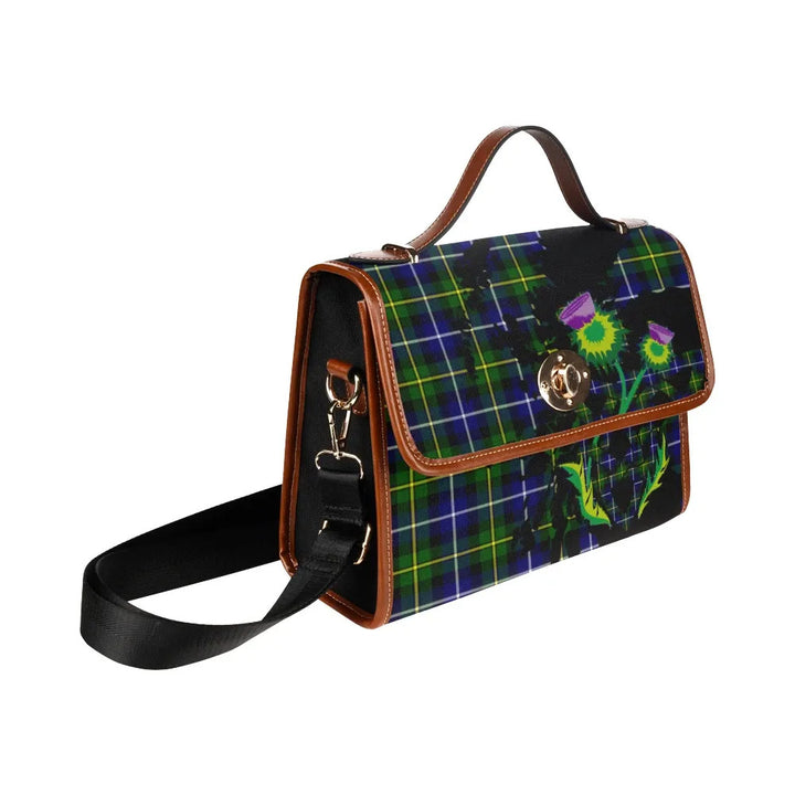 Scottish MacNeill of Barra Modern Clan Tartan Waterproof Canvas Bag With Thistle Tartan Plaid 3