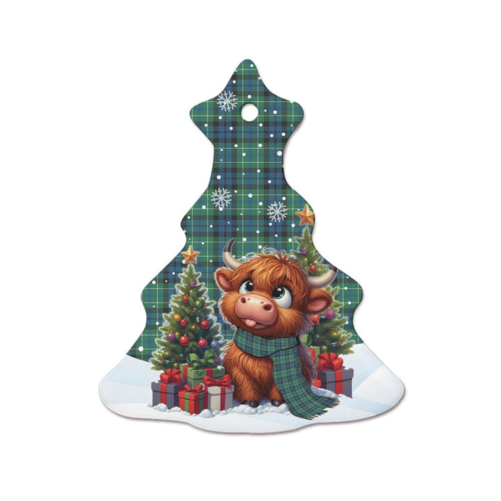Scottish MacNeill of Colonsay Ancient Clan Tartan Ceramic Ornament Cute Highland Cow Christmas Tree Style Tartan Plaid