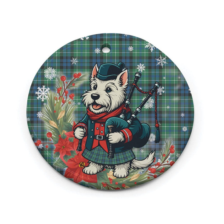 Scottish MacNeill of Colonsay Ancient Clan Tartan Ceramic Ornament Cute Scottish Terrier Dog Circle Style Tartan Plaid