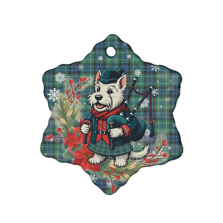 Scottish MacNeill of Colonsay Ancient Clan Tartan Ceramic Ornament Cute Scottish Terrier Dog Snow Flake Style Tartan Plaid