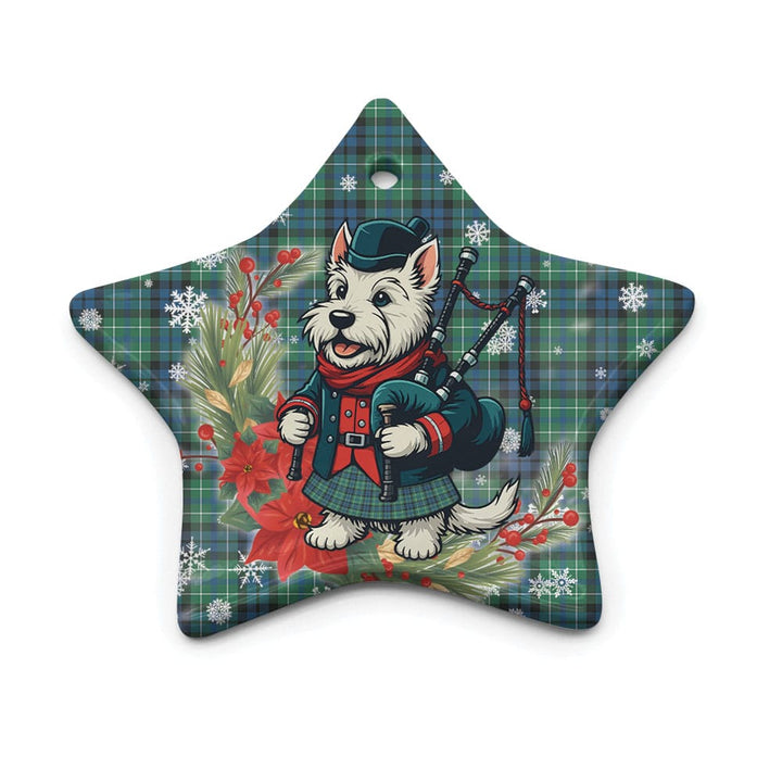 Scottish MacNeill of Colonsay Ancient Clan Tartan Ceramic Ornament Cute Scottish Terrier Dog Star Style Tartan Plaid