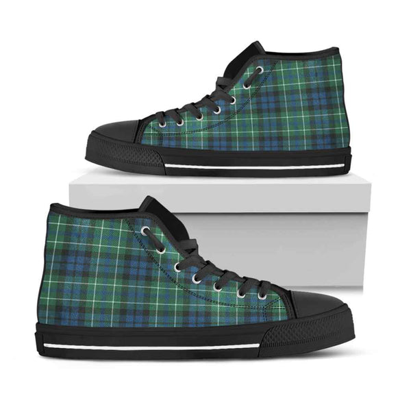 Scottish MacNeill of Colonsay Ancient Clan Tartan High Top Shoes Black Sole Tartan Plaid
