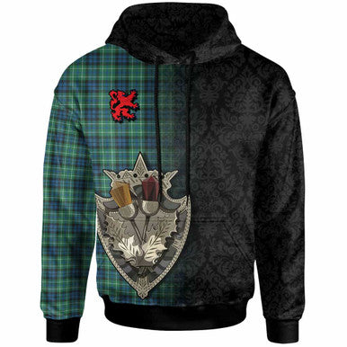 Scottish MacNeill of Colonsay Ancient Clan Tartan Hoodie - Half Thistle Flowers Celtic Design Front Side Tartan Plaid