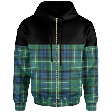 Scottish MacNeill of Colonsay Ancient Clan Tartan Hoodie - Horizontal Style Zip Tartan Plaid