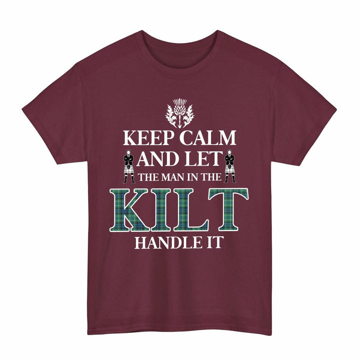 Scottish MacNeill of Colonsay Ancient Clan Tartan T-Shirt - Keep Calm Tartan Plaid Maroon Color