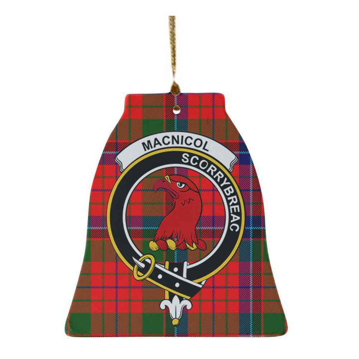 Scottish MacNicol (of Scorrybreac) Clan Crest Tartan Ceramic Ornament Bell Shape Tartan Plaid