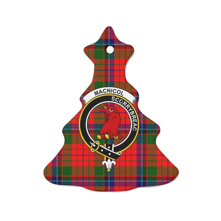 Scottish MacNicol (of Scorrybreac) Clan Crest Tartan Ceramic Ornament Tree Shape Tartan Plaid