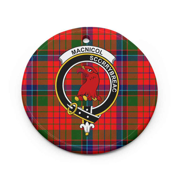 Scottish MacNicol (of Scorrybreac) Clan Crest Tartan Ceramic Ornament Circle Shape Tartan Plaid
