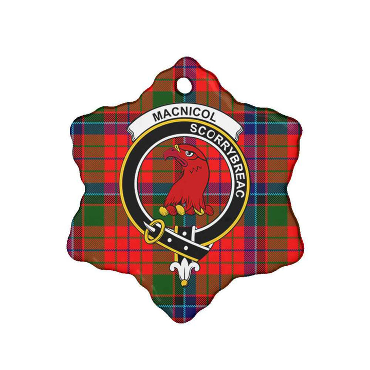 Scottish MacNicol (of Scorrybreac) Clan Crest Tartan Ceramic Ornament Snow Flake Shape Tartan Plaid