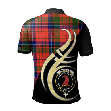 Scottish MacNicol (of Scorrybreac) Clan Crest Tartan Polo Shirt Believe in Me Back Side Tartan Plaid