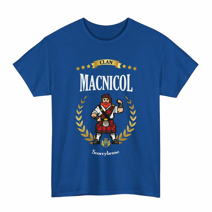 Scottish MacNicol (of Scorrybreac) Clan Tartan T-Shirt - Motto Scotsman Tartan Plaid Royal Color