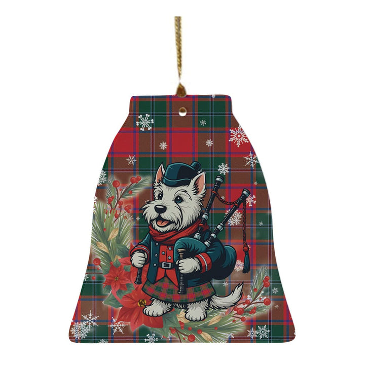 Scottish MacPhail Clan Tartan Ceramic Ornament Cute Scottish Terrier Dog Bell Style Tartan Plaid