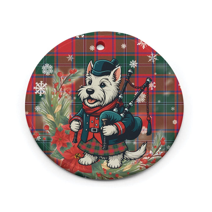 Scottish MacPhail Clan Tartan Ceramic Ornament Cute Scottish Terrier Dog Circle Style Tartan Plaid