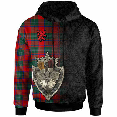 Scottish MacPhail Clan Tartan Hoodie - Half Thistle Flowers Celtic Design Front Side Tartan Plaid