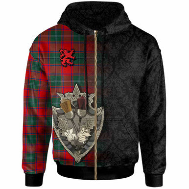 Scottish MacPhail Clan Tartan Hoodie - Half Thistle Flowers Celtic Design Zip-up Tartan Plaid