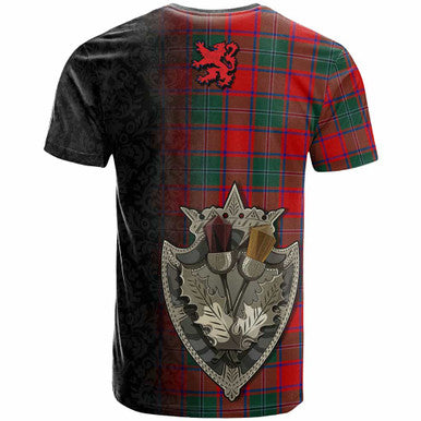 Scottish MacPhail Clan Tartan T-Shirt - Half Thistle Flowers Celtic Design Back Side Tartan Plaid