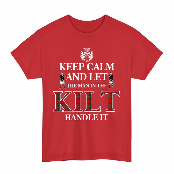 Scottish MacPhail Clan Tartan T-Shirt - Keep Calm Tartan Plaid Red Color