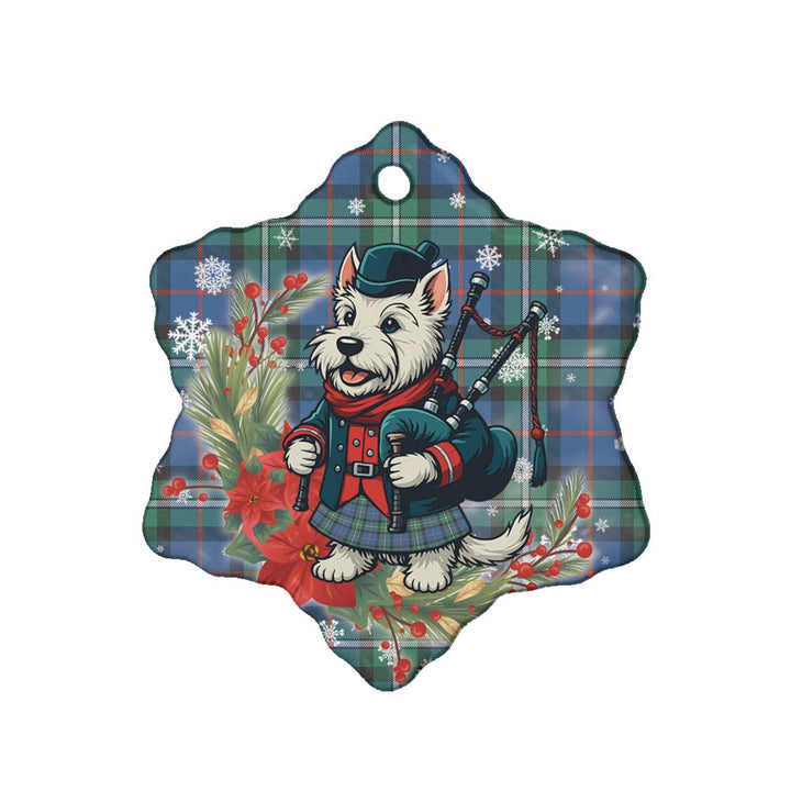 Scottish MacPhail Hunting Ancient Clan Tartan Ceramic Ornament Cute Scottish Terrier Dog Snow Flake Style Tartan Plaid