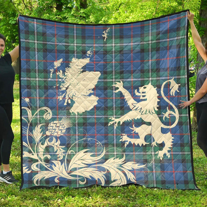 Scottish MacPhail Hunting Ancient Clan Tartan Quilt Rampant Lion with Thistle Tartan Plaid 1