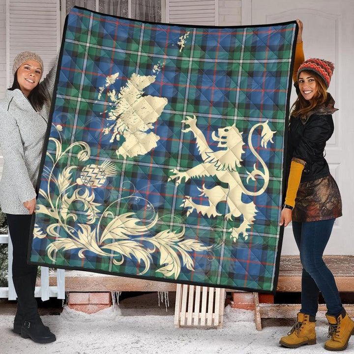 Scottish MacPhail Hunting Ancient Clan Tartan Quilt Rampant Lion with Thistle Tartan Plaid 2