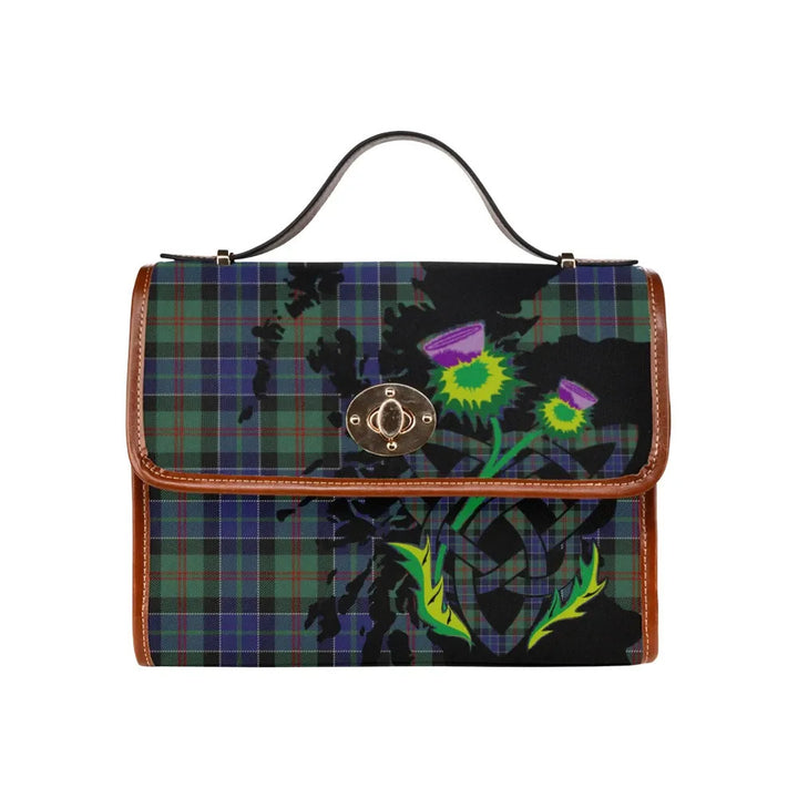 Scottish MacPhedran Clan Tartan Waterproof Canvas Bag With Thistle Tartan Plaid 1